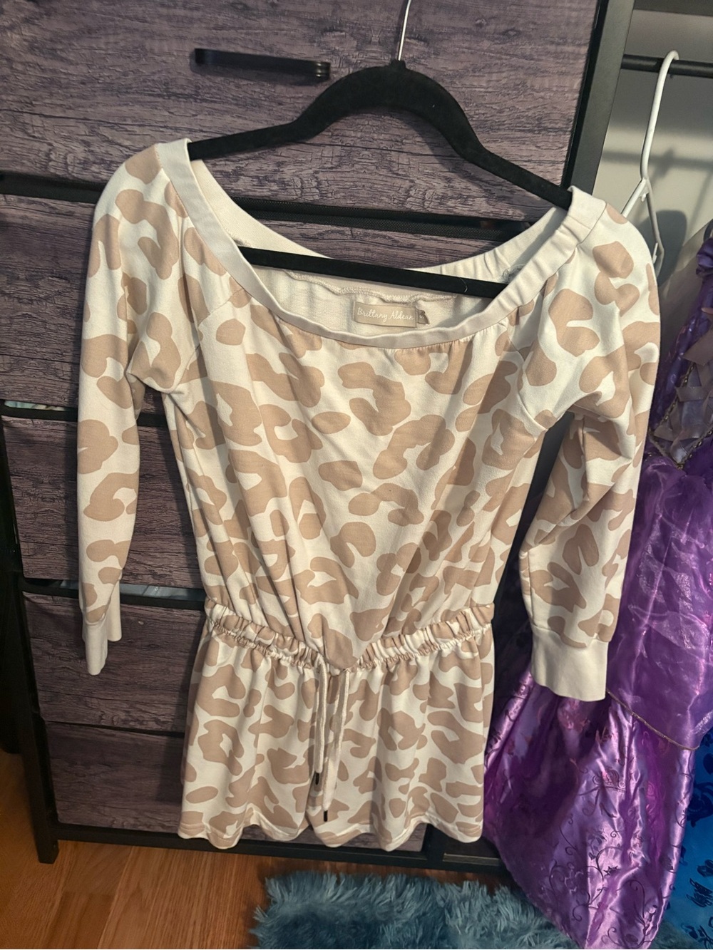 Beige & White Printed Drawstring Waist Jumpsuit Romper
